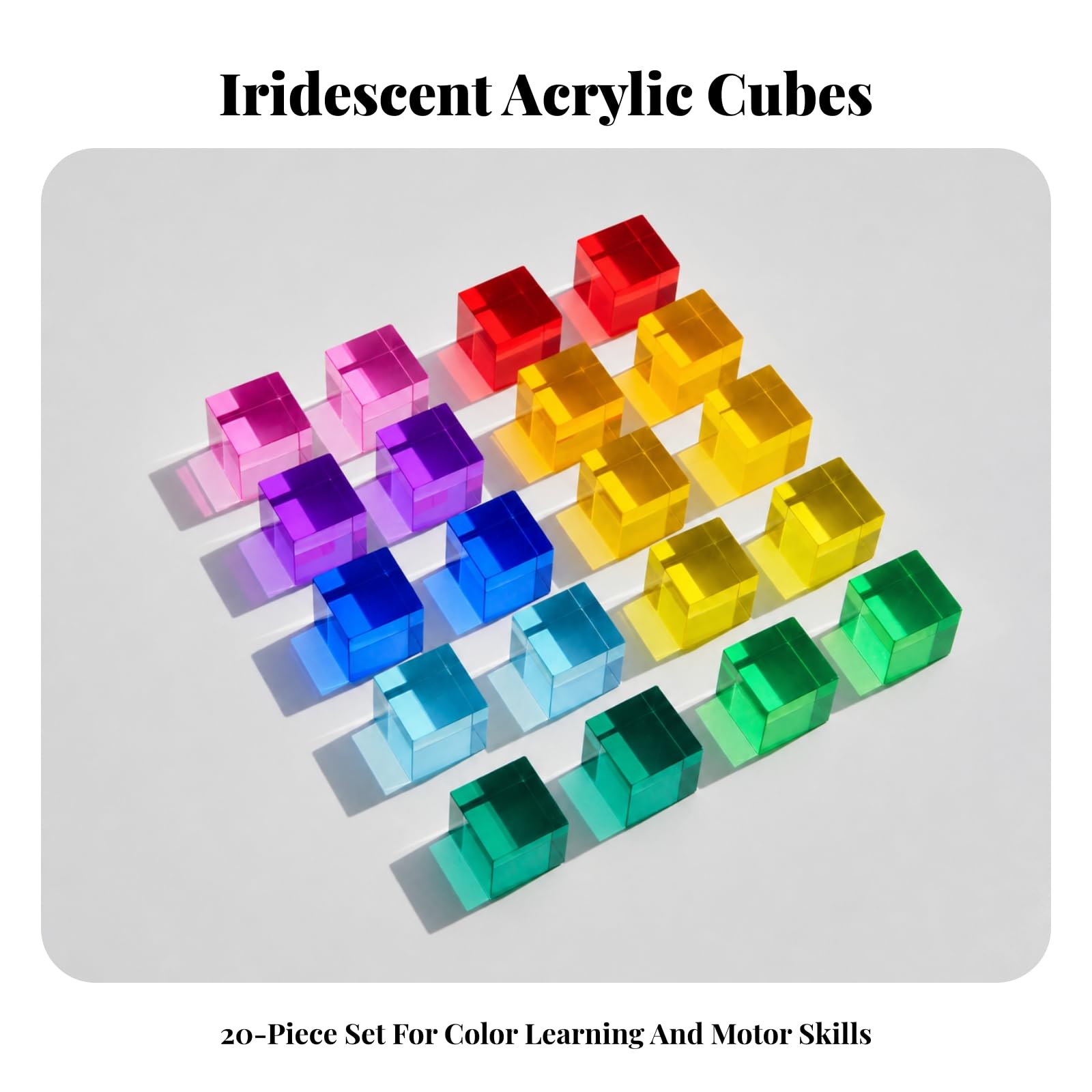 20 Pezzi Cubo da Costruzione in Acrilico | Non Elettrico, Acrilici Trasparenti, Traslucido, Giocattolo, per Area Giochi, Aula Scolastica