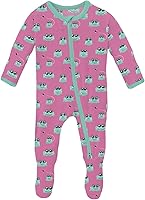 Vista 22 de KicKee Baby & Toddler - Pijama de viscosa ultrasuave de bambú con patas abatibles y puños