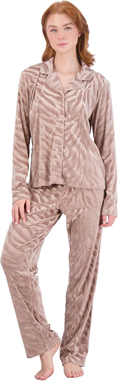 Steve Madden Women’s Pajama Set – 2 Piece Cozy Long Sleeve Sleep Shirt and Lounge Pants – Sleepwear for Women (S-XL)