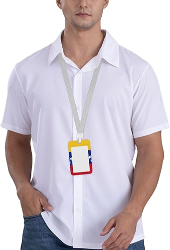 Miniatura 8 de Portatarjetas de identificación deslizante con bandera de Venezuela transparente de plástico vertical para tarjetas de trabajo, protector de