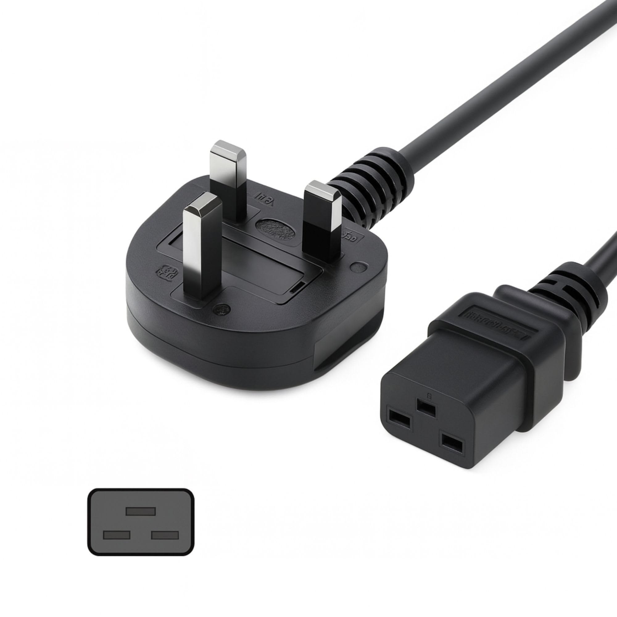 DKURVE C19 Power Cable Heavy Duty 2.5mm UK Mains Plug To IEC 320 C19 14AWG Extension Cord 250V (1.5M)