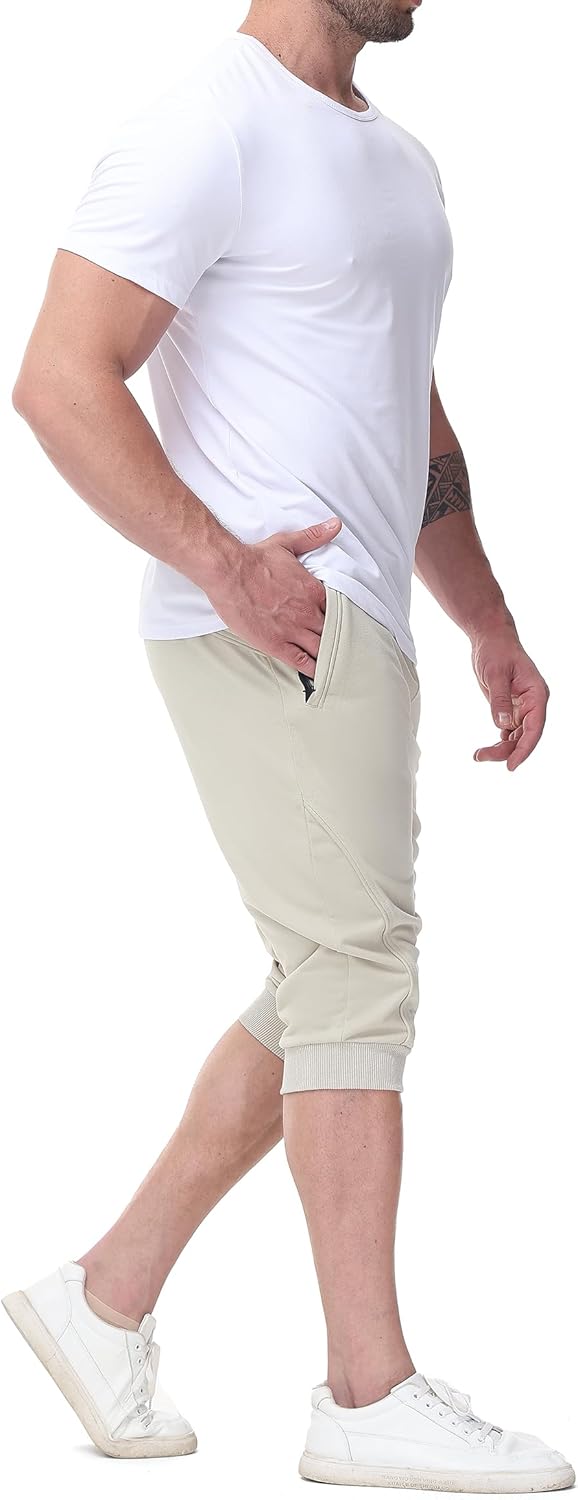 FIRSTGYM Mens Casual Jogger Pants 3/4 Joggers Tapered Fit Workout Gym Training Sweatpants - Image 6