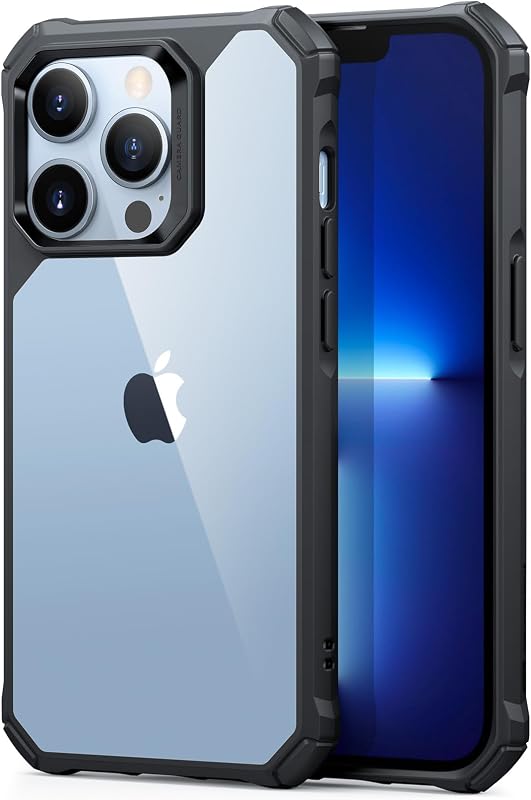 ESR para iPhone 13 Pro Max, protección de grado militar con esquinas que absorben los golpes, parte trasera acrílica resistente a los arañazos y antiamarilleo, funda protectora delgada para teléfono, serie Air-Armor, negro transparente