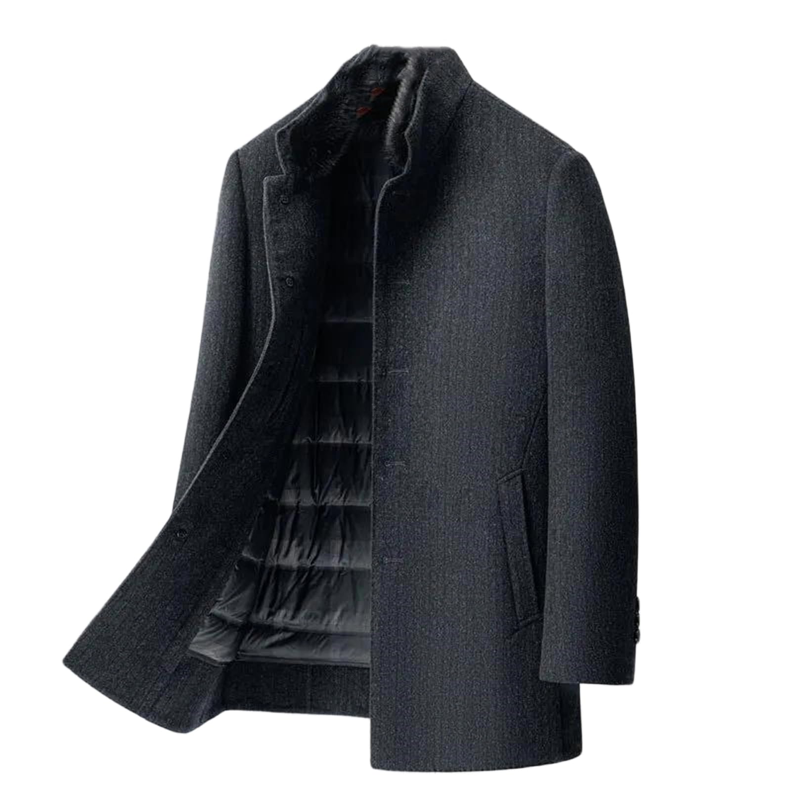 Manteau d'hiver en laine avec doudoune amovible doublée style coréen