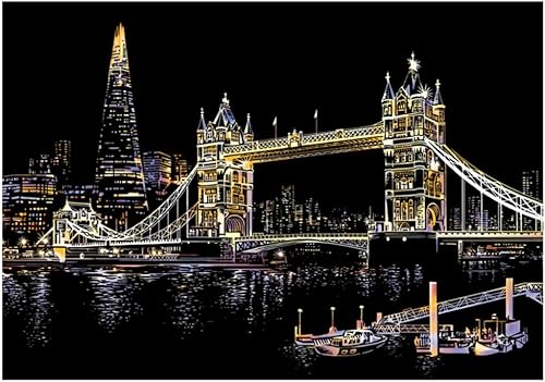 Miniatura 2 de EXCEART Juego de herramientas para adultos, pintura para rascar, torre de Londres, puente de imagen y 3 piezas, herramientas de arte y manualidades,