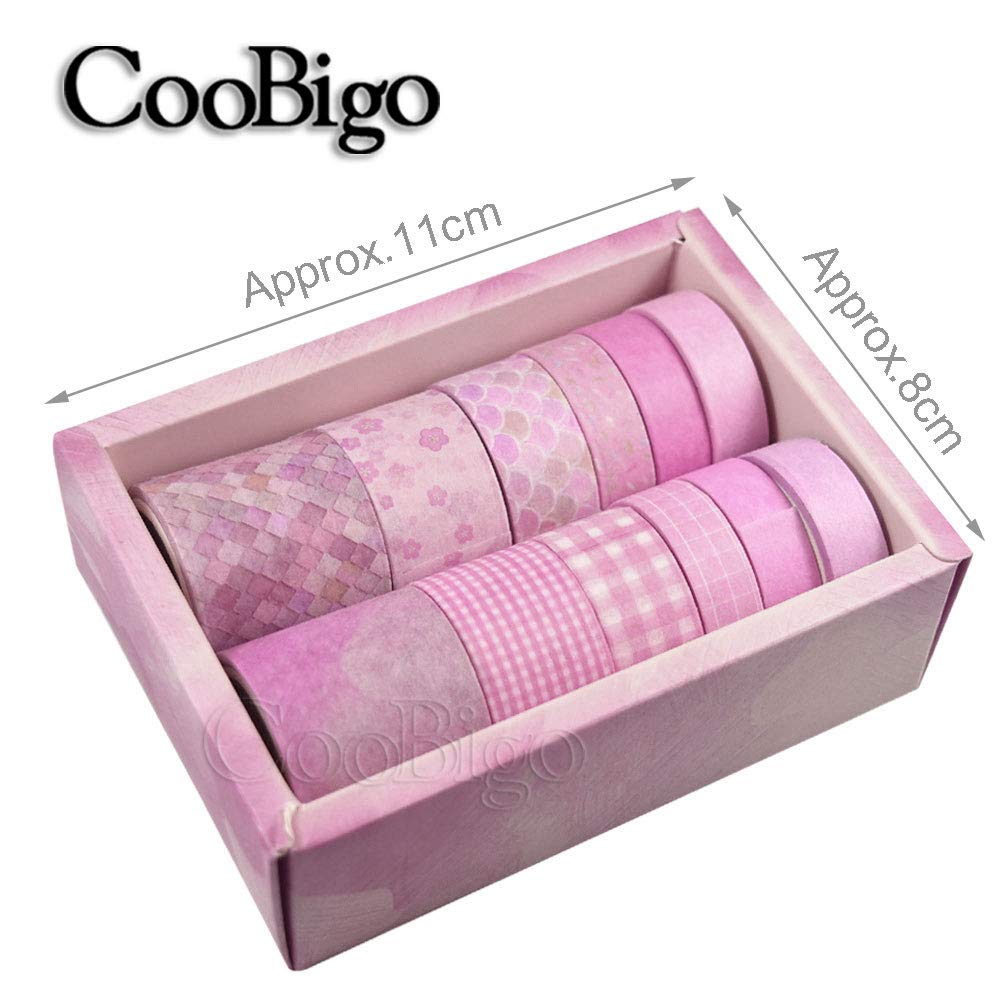 Zestaw taśm Washi, 12 rolek, 4 rozmiary, dekoracyjne taśmy maskujące Washi do rękodzieła, scrapbookingu, DIY, planerów, pakowania prezentów (impreza kwitnąca wiśni)