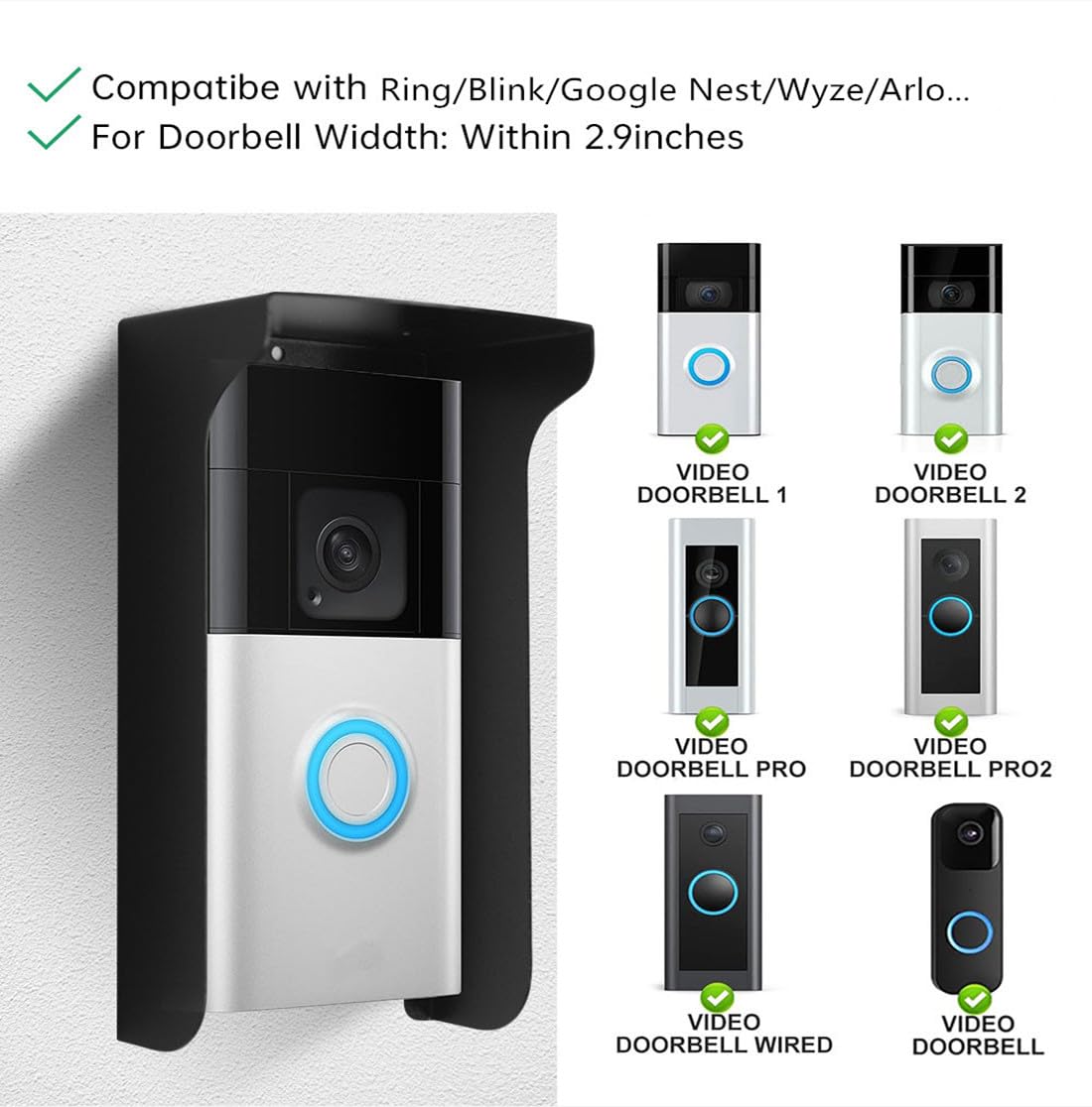 Google Nest Home Metal Doorbell Waterproof Cover, Clear Flip Cover