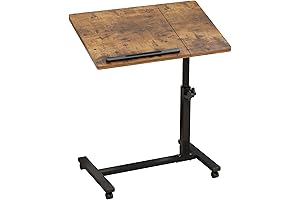 Bedside Laptop Table, Adjustable Overbed Desk with Wheels