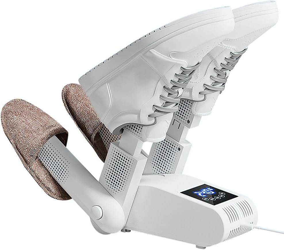 Electric Shoe Dryer, Boot Dryer with 4 Brackets, Gloves Dry-er & Boot Warmer with Intelligent Timer, Folding Design & Quick Drying for Shoes, Gloves, Hats, Socks, Ski-Boots