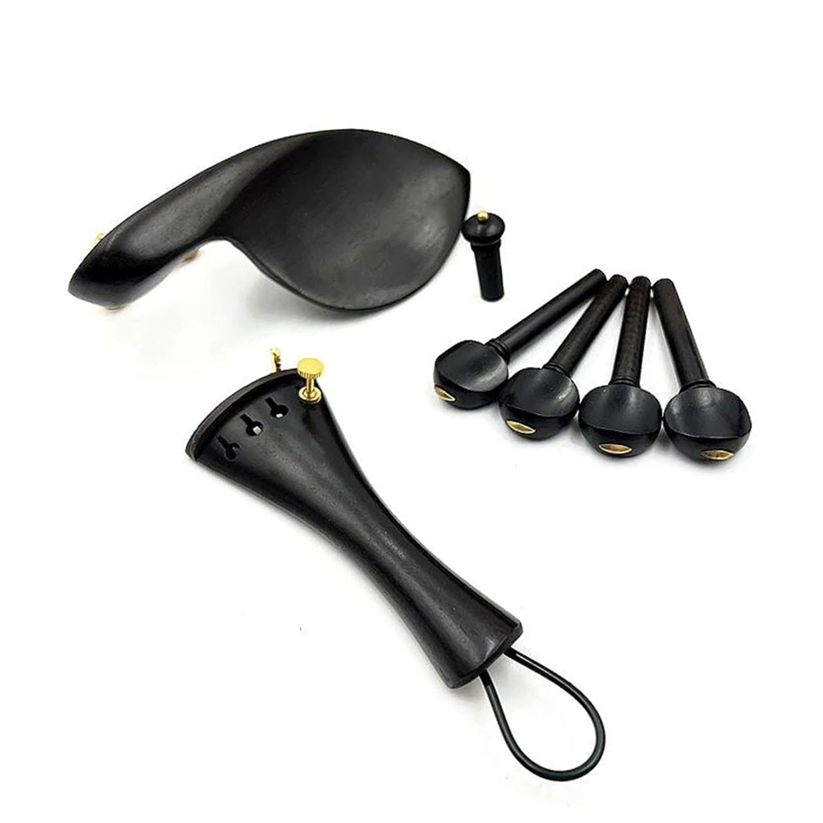 Juego De Accesorios Para Violín 1 Juego De Accesorios Para Violín 4/4 De Madera De Ébano Cordal Clavijas De Afinación Clavijas De Extremo Mentonera Afinador Fino