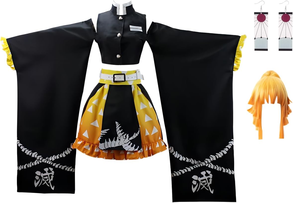 Juejuezi New Women Cosplay Costume Kimono Dress Halloween Off Shoulder Skirt Outfit Adult