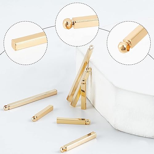 Miniatura 10 de Beebeecraft 1 caja de 30 piezas de 3 tamaños chapados en oro de 18 quilates verticales colgantes de barra de columna de fabricación de joyas para