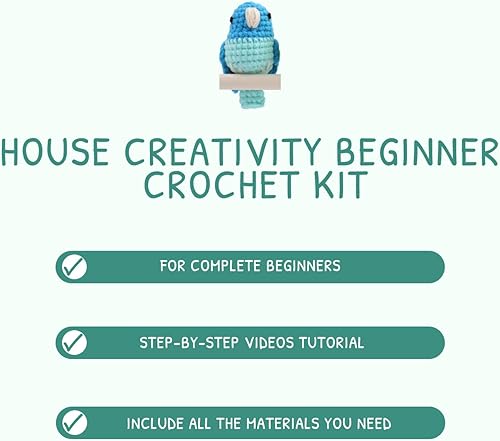 Miniatura 5 de HOUSE CREATIVITY Kit de ganchillo para principiantes, kit de animales de ganchillo con tutoriales en video paso a paso, kits de ganchillo para