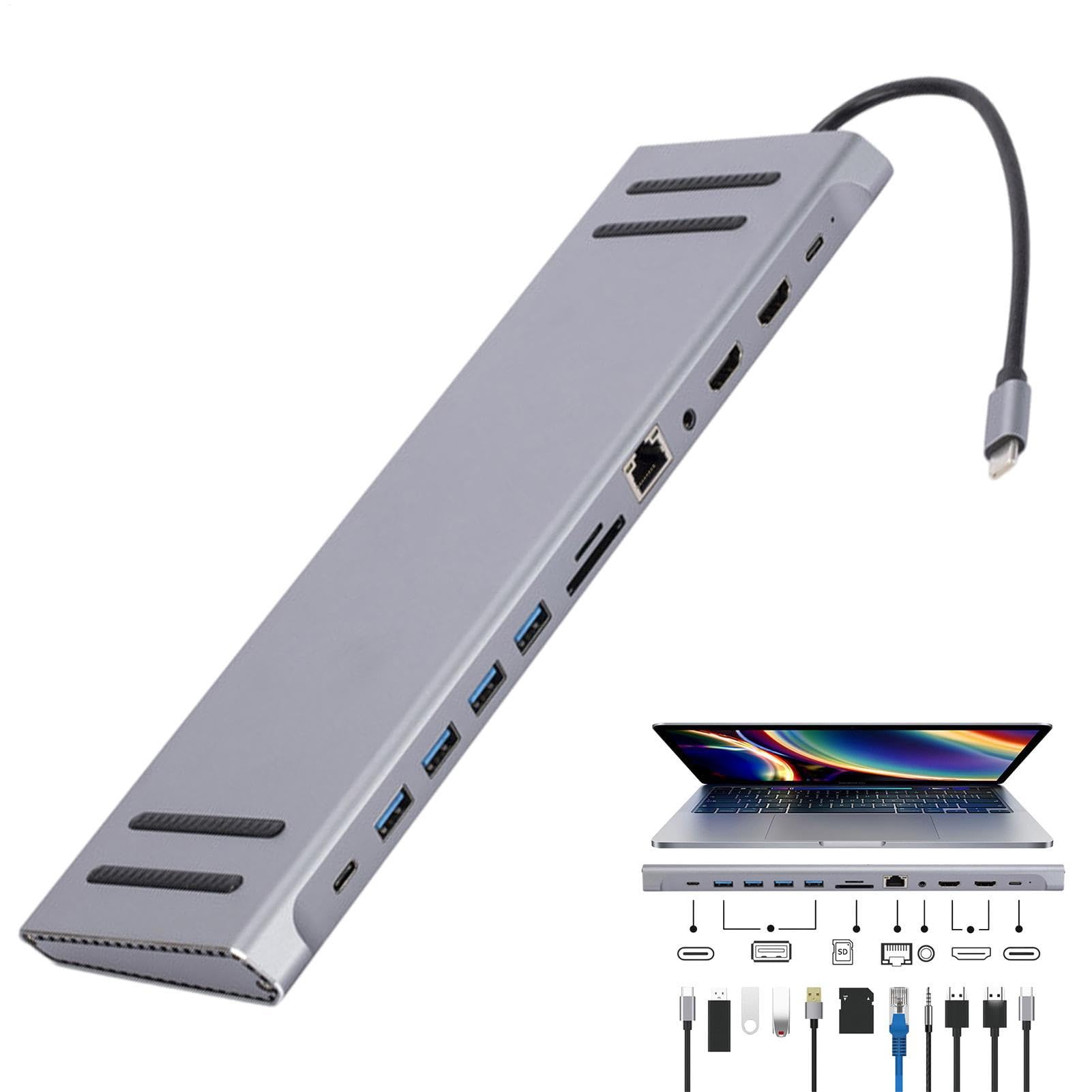 Stazione Dock per Laptop Dock per Computer, Divisore USB, Adattatore ed | Adattatore Multiporta Hub Dongle Type-C per Laptop Notebook PC Tablet Smartphone e Dispositivi