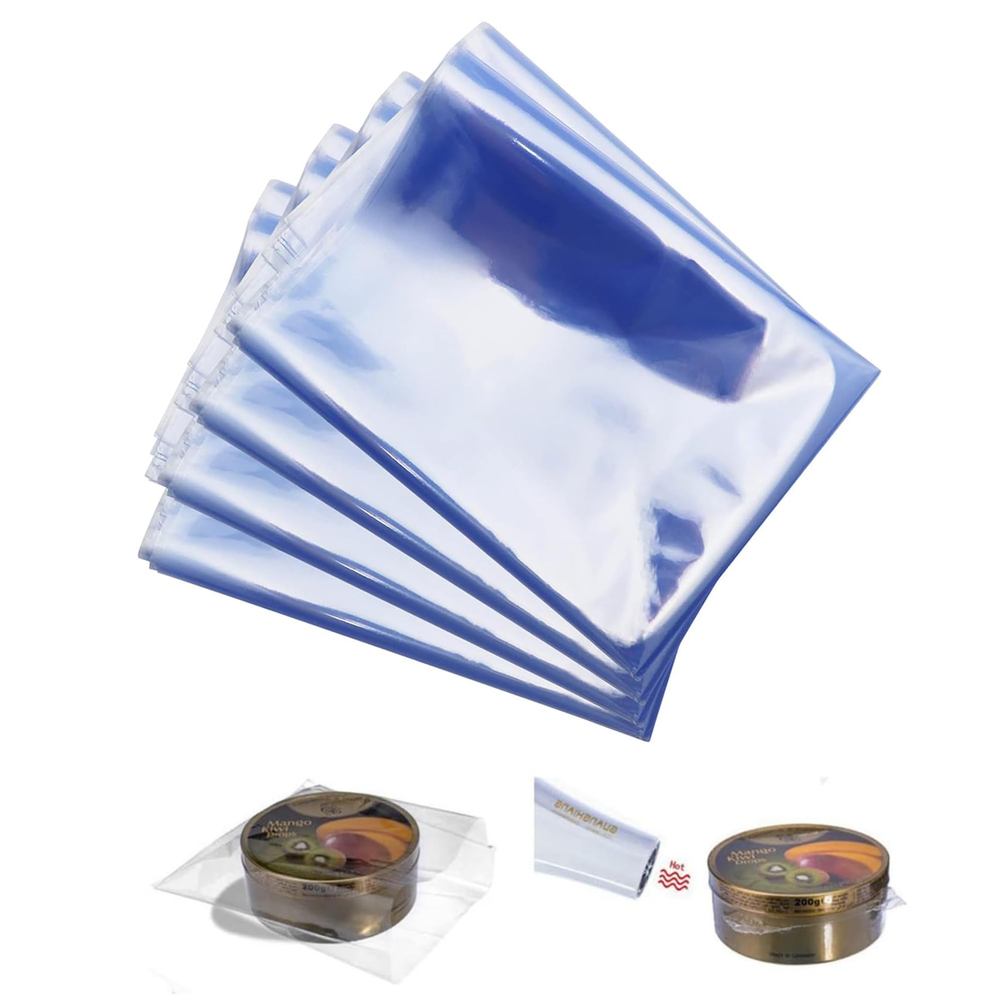 KASTWAVE Shrink Wrap Bags, 100 Pcs Clear PVC Heat Shrink Wrap Bags, Dustproof Sealing Shrink Wrap for Tumblers, Bottles, Shoes, Soap, and More (12x8 Inches)