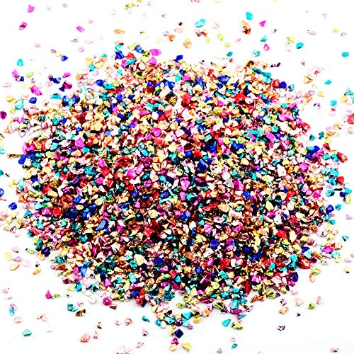 Batatas metálicas irregulares de vidro amassado, glitter grosso, multicolorido, 100 g 2 – 4 mm para