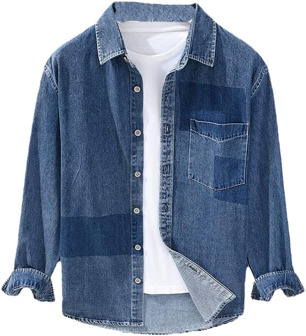 AAPAH Winter Men Denim Jackets Korean Style Streetwear Contrast Casual Loose Lapel Classic Cowboy Coats Shirts