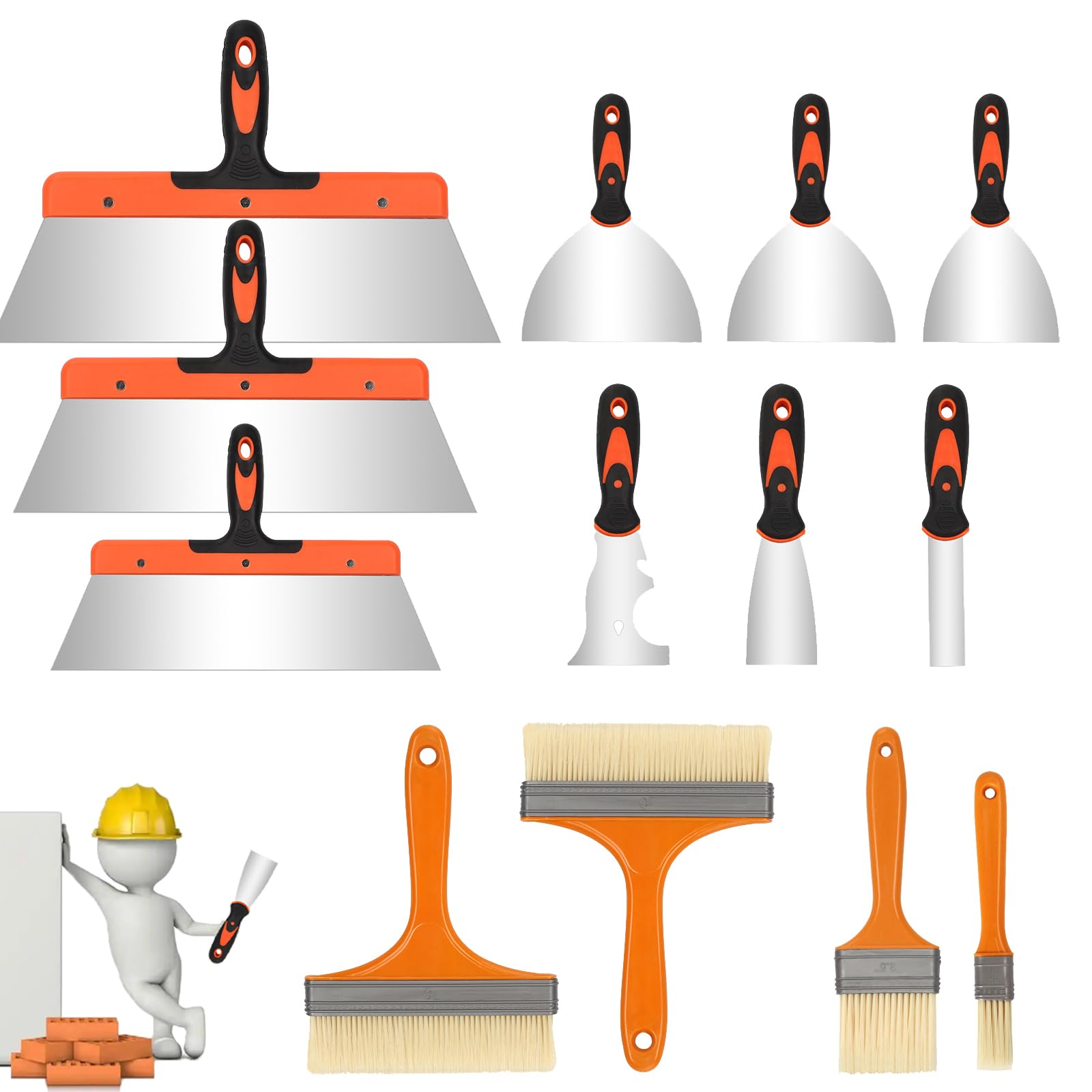 Spachtelmesser-Set, 13-teilig, Farbschaber, Spachtelmesser, Farbwerkzeuge, Trockenbau-Werkzeuge für Tapeten, Abziehbilder, Wandmalerei, Trockenbaubearbeitung, Gipskratzen