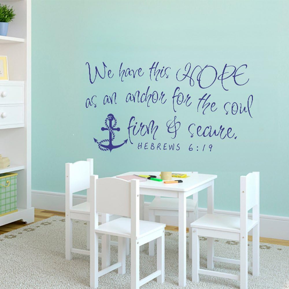 Scripture Decor We Have This Hope As an Anchor for The Soul with Anchor- Hebrew 6:19 Decal Bible Verse Vinyl for Family Room (Black, 18" h x34 w)