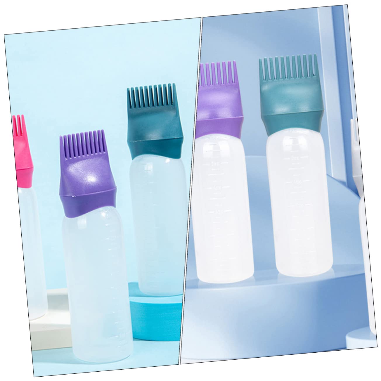 6pcs Hair Coloring Root Comb Applicator Bottle Squeeze Pump Bottle for Hair Oil for Home Use