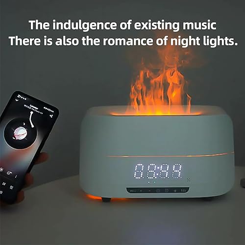 Miniatura 4 de Reloj humidificador de llama 3 en 1, difusor de aire de llama LED, altavoz Bluetooth, humidificador difusor de llama, humidificador difusor de llama