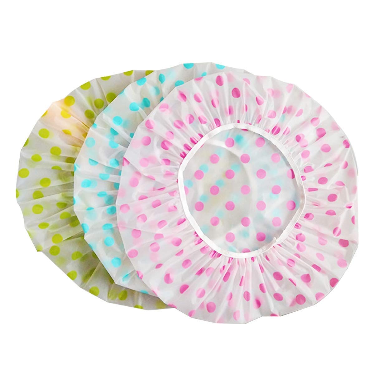 Colorful Waterproof Elastic Eva Free-Size Bathroom Shower Caps Daily Use Plastic Shower Cap for Girl's and Women's (Multi-color) (Pack Of 3)