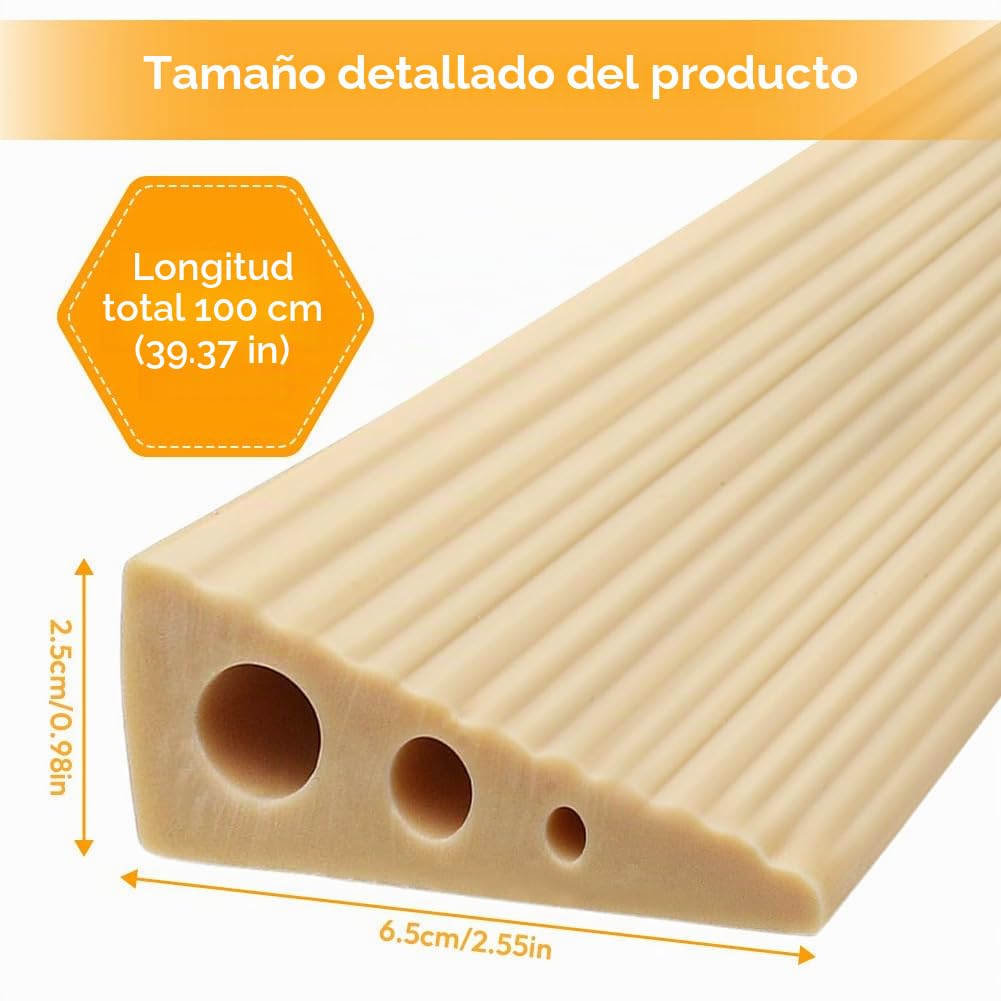 Rampa de umbral de puerta, 2,5 x 6,5 x 100 cm, riel de transición, autoadhesivo, antideslizante, rampa de entrada para silla de ruedas, cochecito, andador, baño, marrón