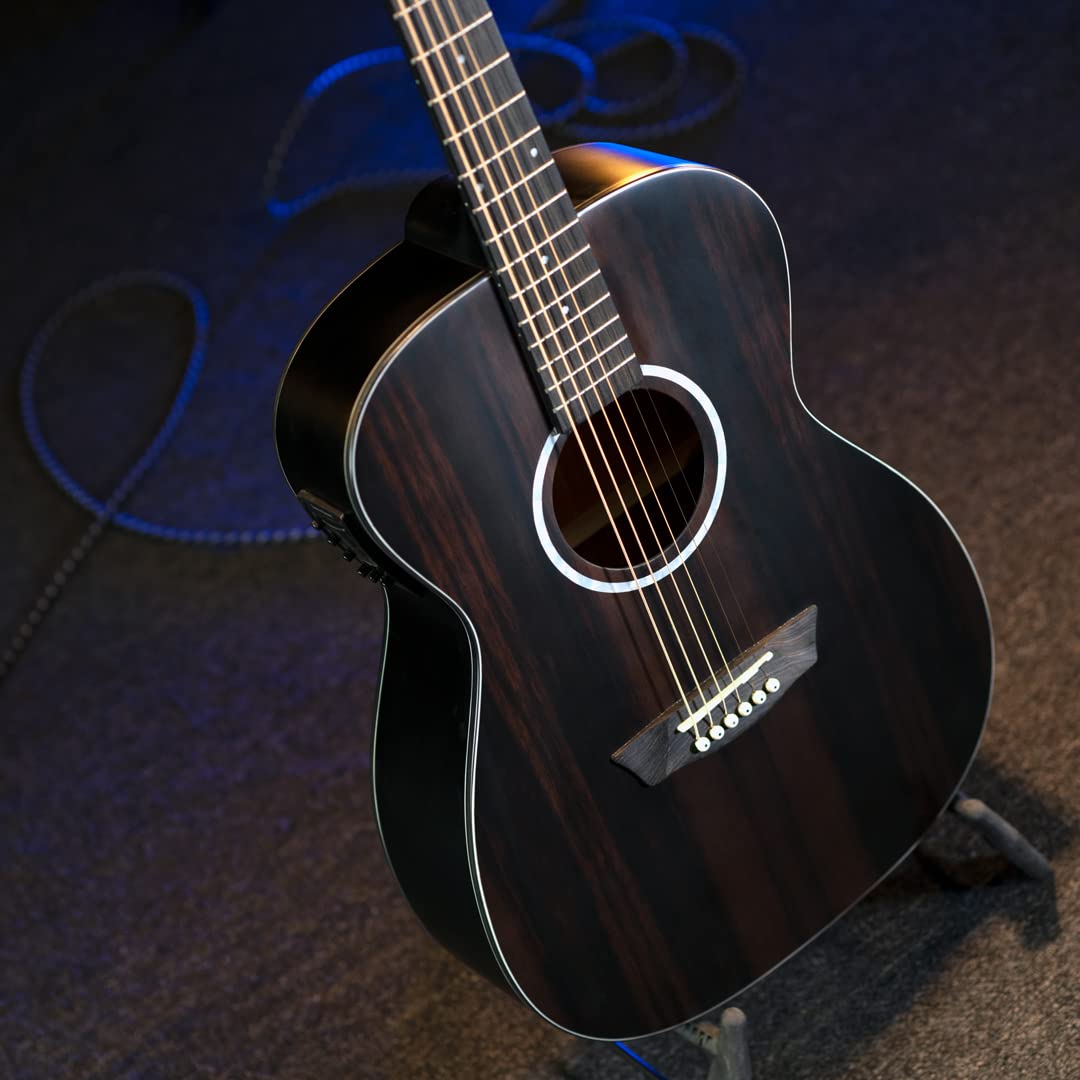 Washburn 6-strunowa gitara akustyczno-elektryczna, prawa, w paski, heban (DFEFE)
