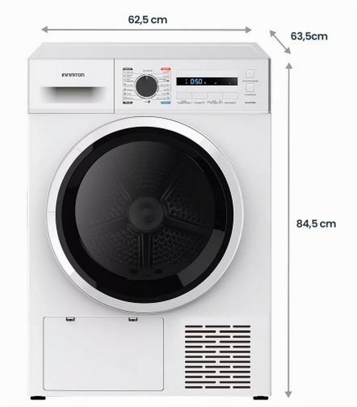 Secadora Bomba de Calor Infiniton SD-BC8EWN, 8 kg, 14 Programas, Easy Play, 85 cm de Altura, E, Función Antiarrugas (SD-BC8EWN || Blanco)