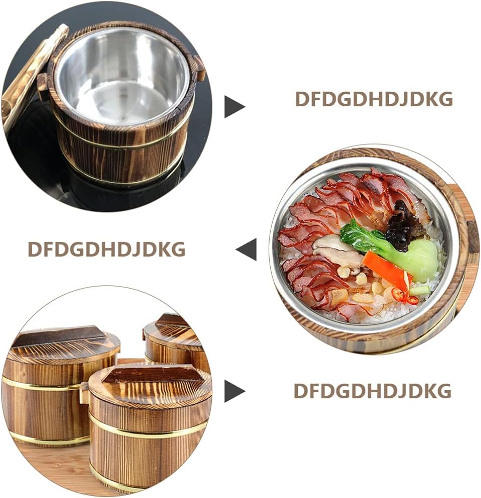 DOITOOL Sushi Rice Cooling Bowl Wooden Rice Bucket Wooden Barrel Hangiri Sushi Oke Mixing Tub Warmer for Home Restaurant Bowl, 16X11CM