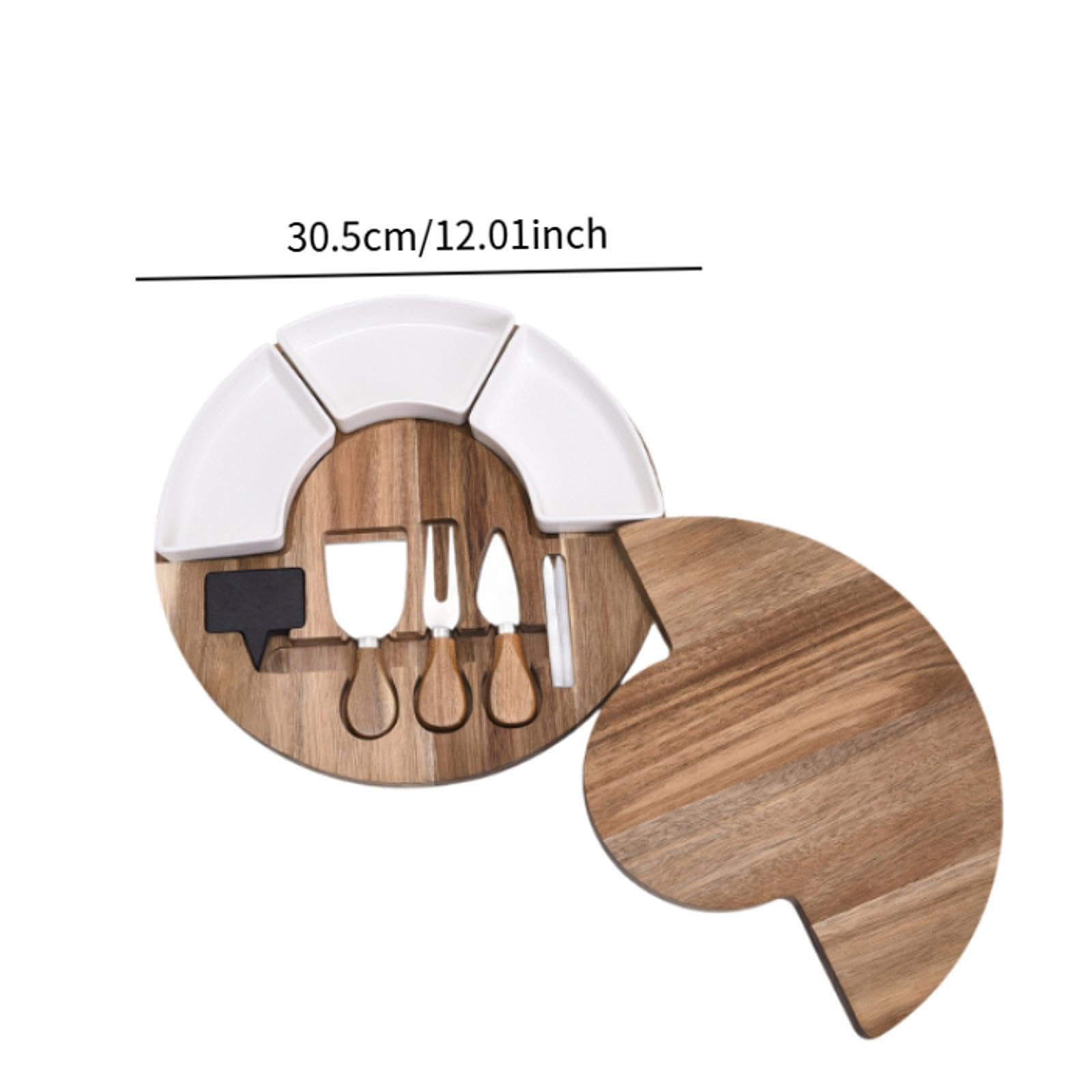 9 Stück Käsebrett Set Holz Servierplatte Brotteller Küchenwerkzeug Edelstahl Verborgene Messerablage Großer Stauraum für Feier Hausgebrauch Ju