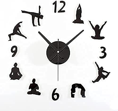 Bedroom Accessories Yoga Meditation Action Wall Stickers Acrylic Clock 3D Mirror Clock Reloj Pared Mural Wallpaper Decals Living Room Decoration