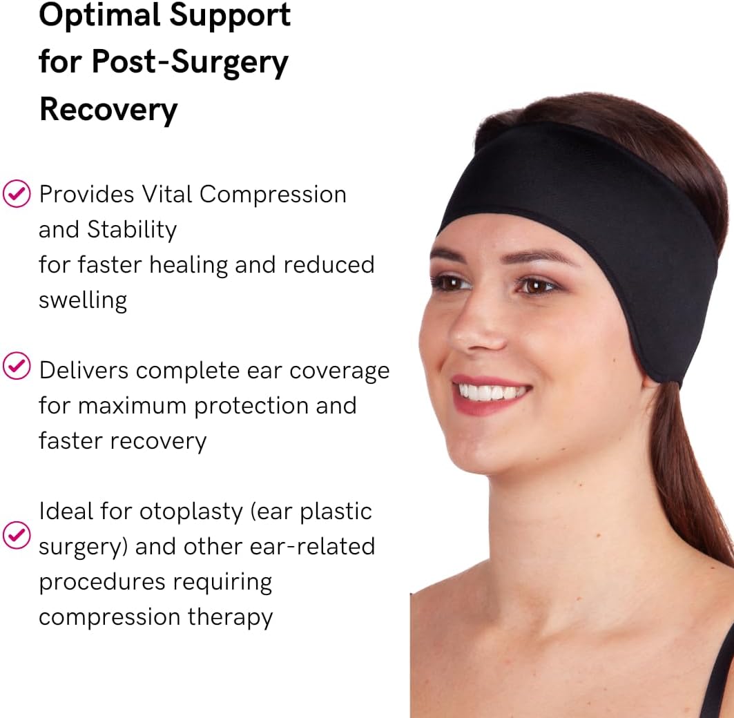 LIPOELASTIC PU 03 Unisex Post-Surgery Compression Ear Band, Self-Fastening Otoplasty Headband, Comforting Ear Bandage