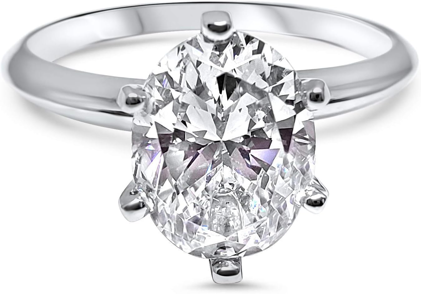 6 prong Oval Forever ONE moissanite engagement ring 14k White Gold Wedding ring Near Colorless H-J