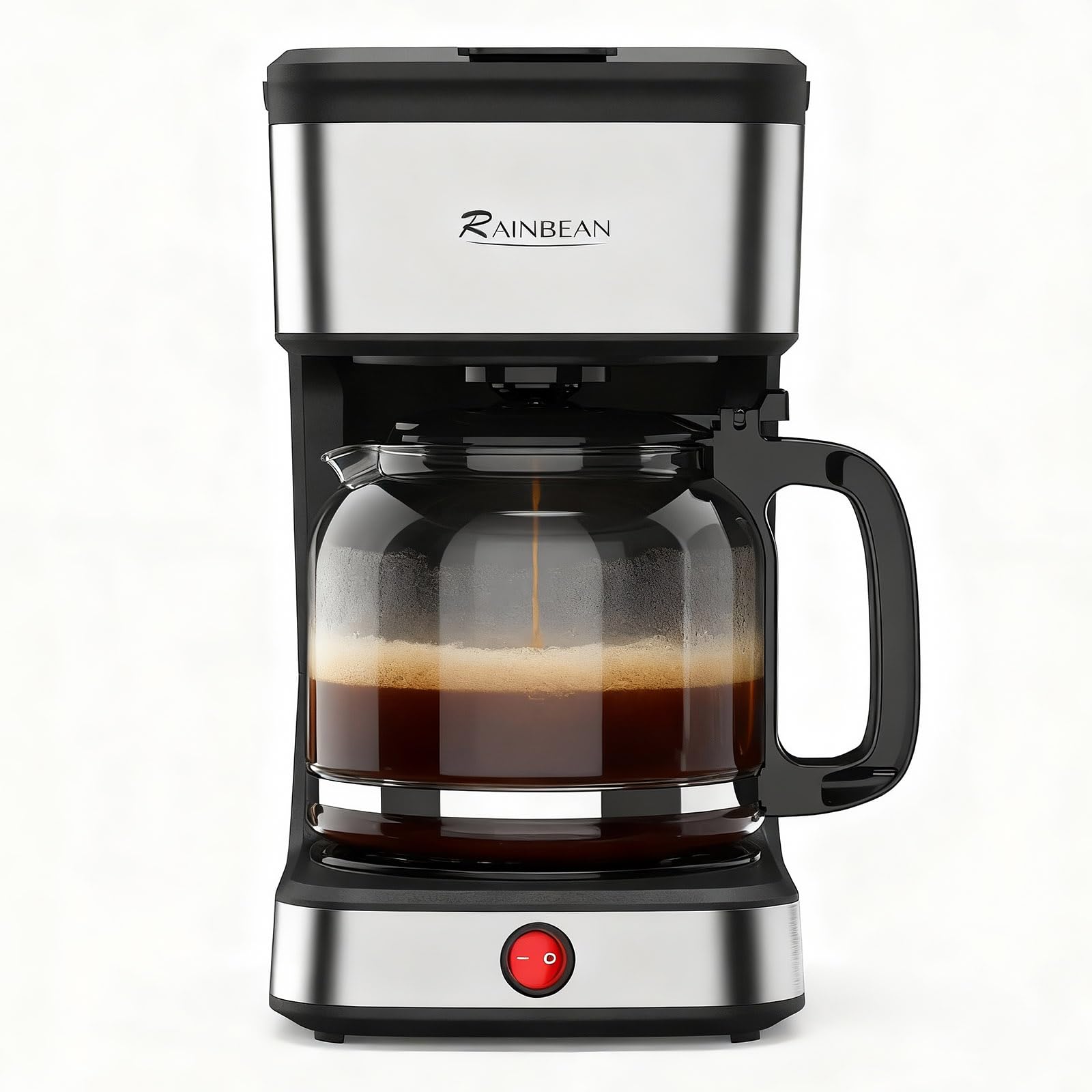 RAINBEAN 15-Cup Drip Coffee Maker,Home/Office Coffee Brewing Machine with Removable Filter,Glass Carafe and Heated Base,Black & Stainless Steel