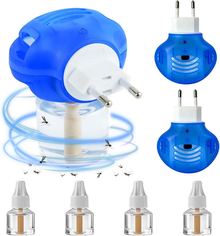 Plug-in Mosquito Repellent, 2 Pcs Plug-in Insect Killer for Home & Travel, Plug-In Mosquito Killer, Lasts for up to 45 Nights per Refill, Each Pack Includes a Plug and 2 Bottle for Kills Mosquitoes