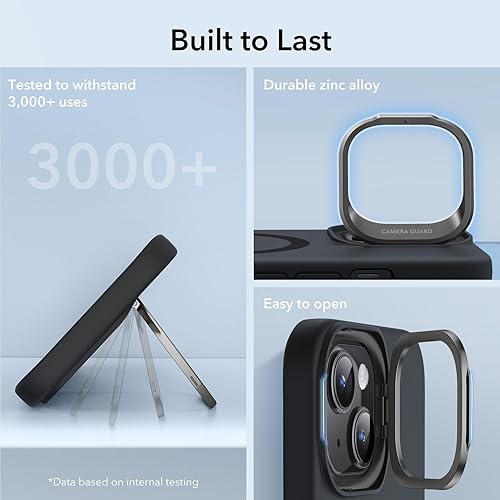 Vista 16 de ESR - Funda para iPhone 15 compatible con MagSafe, funda protectora de grado militar con soporte integrado, cubierta trasera resistente a