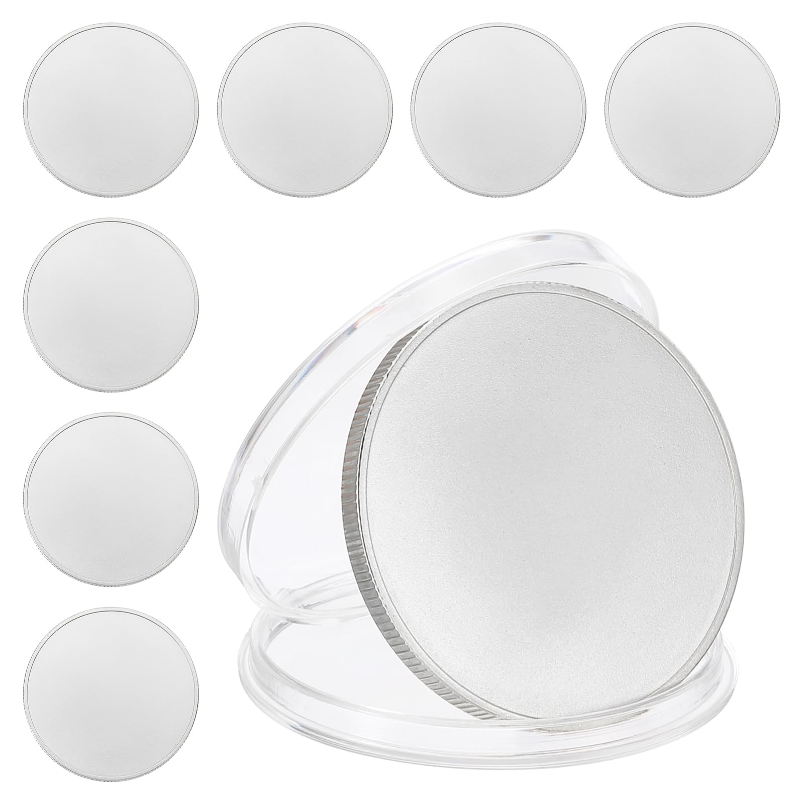 PATIKIL 8pcs Blank Coins for Engraving 40mm Coin Blanks Laser Engraving Blanks Custom Challenge Coins Metal Disc Tags Circle Round Plate for Laser Engraving Stamping Silver Tone