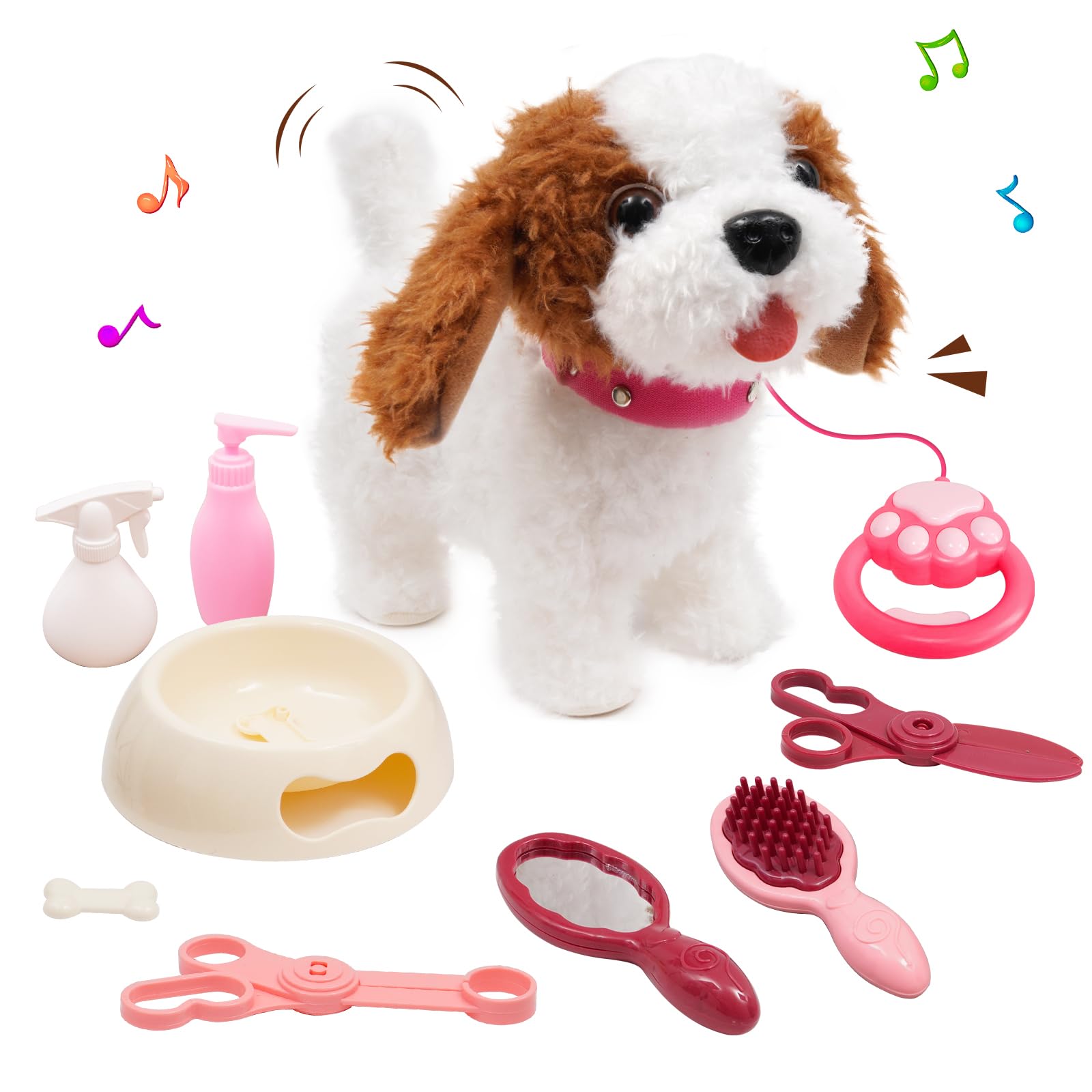 Ark Miido Walking Dog Toy with Remote Control - Interactive Plush Pets Puppy Toy with Walking, Barking, Singing, Shaking Tail, Pretend Dress Up for Boys & Girls
