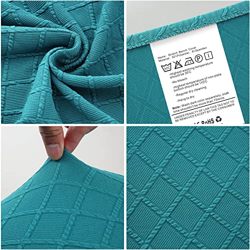 Fuloon Stretch Jacquard Dining Bench Cover - Anti-Dust Removable Bench Slipcover Washable Bench Seat Protector Cover For Living Room, Bedroom, Kitchen (Peacock Blue) #TOP5