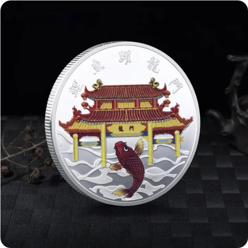 Reiwan Silver Commemorative Coin Mascot Koi Carp Lucky Coin Mean Good Luck To You Commemorative Coin Plated Challenge Coin Souvenirs Gift