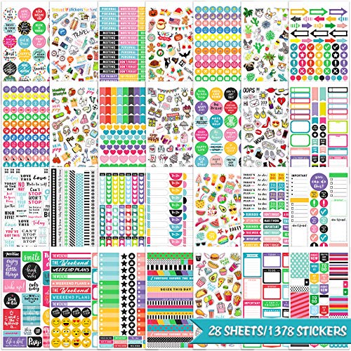 Planner Stickers - 28 Sheets, 1378 Stunning Design Accessories For Journals And Calendars, Essential Planner Accessories By Tullofa - Green #TOP4