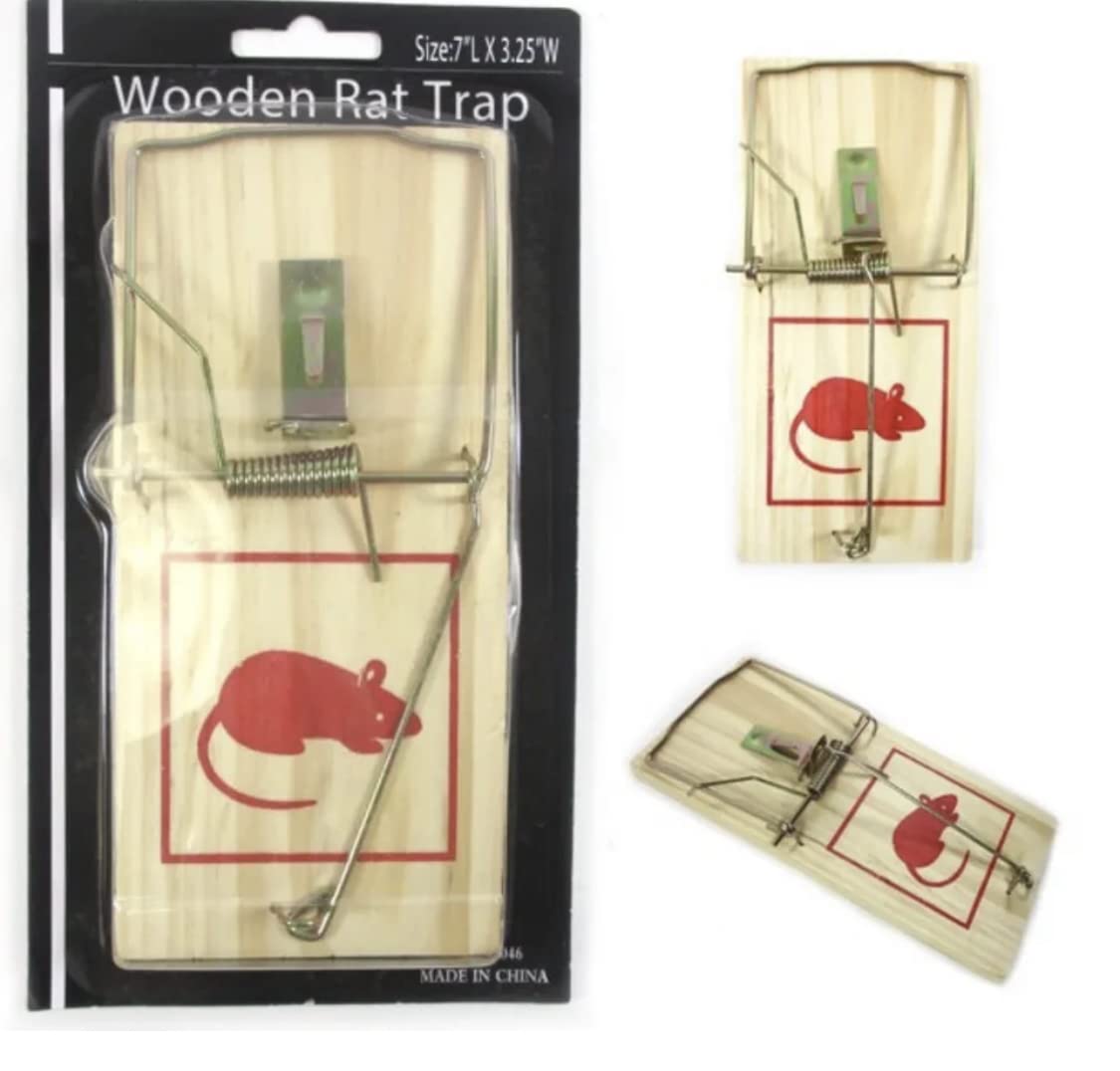 MAKKAI 5 PCS x 7" Large Reusable Traditional Wooden RAT Trap Bait Vermin Rodent Pest Control (5 count)
