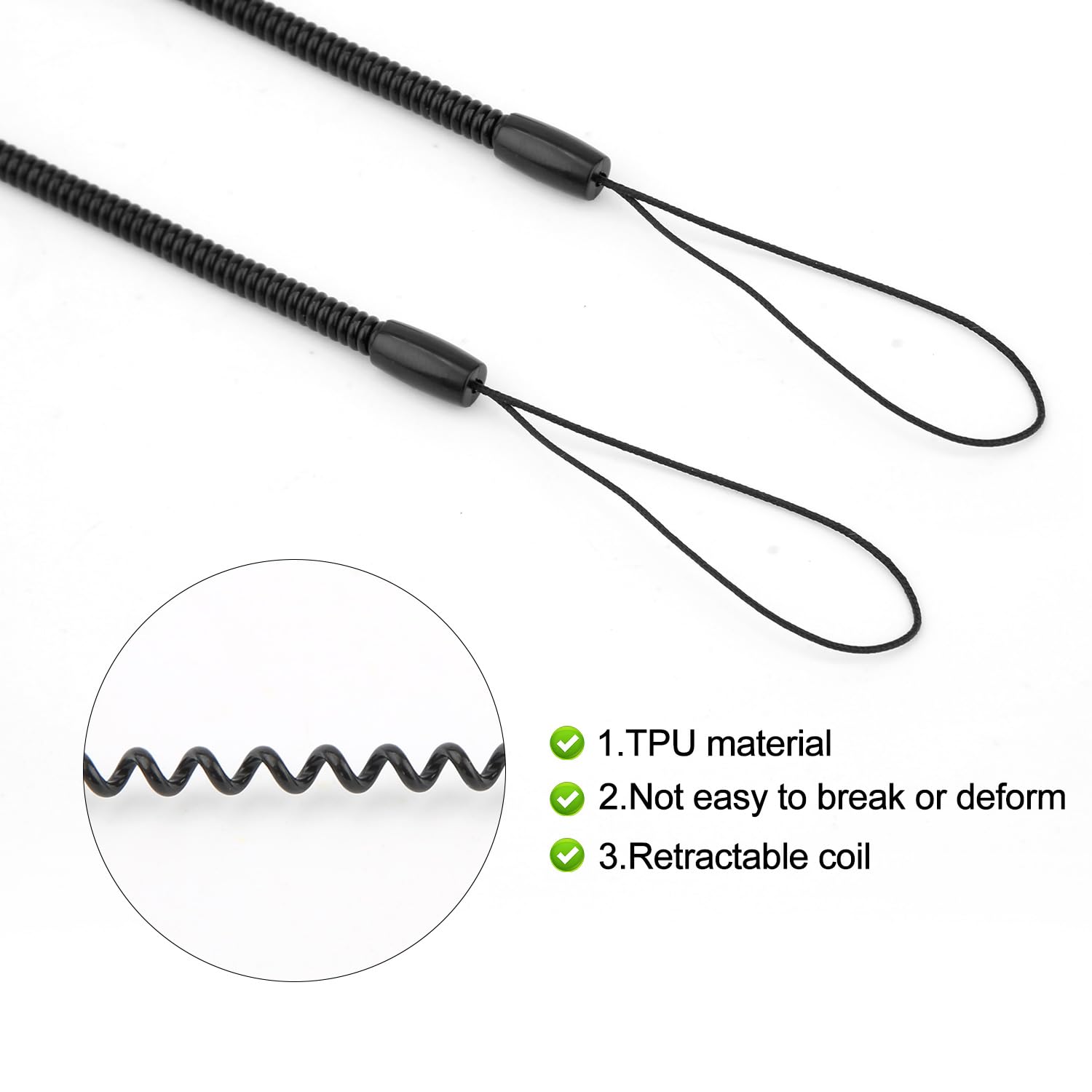 24 Cordini Elastici Retrattili Per Penna Touch E Stilo – 30 Cm, TPU, Anti-smarrimento, Nero