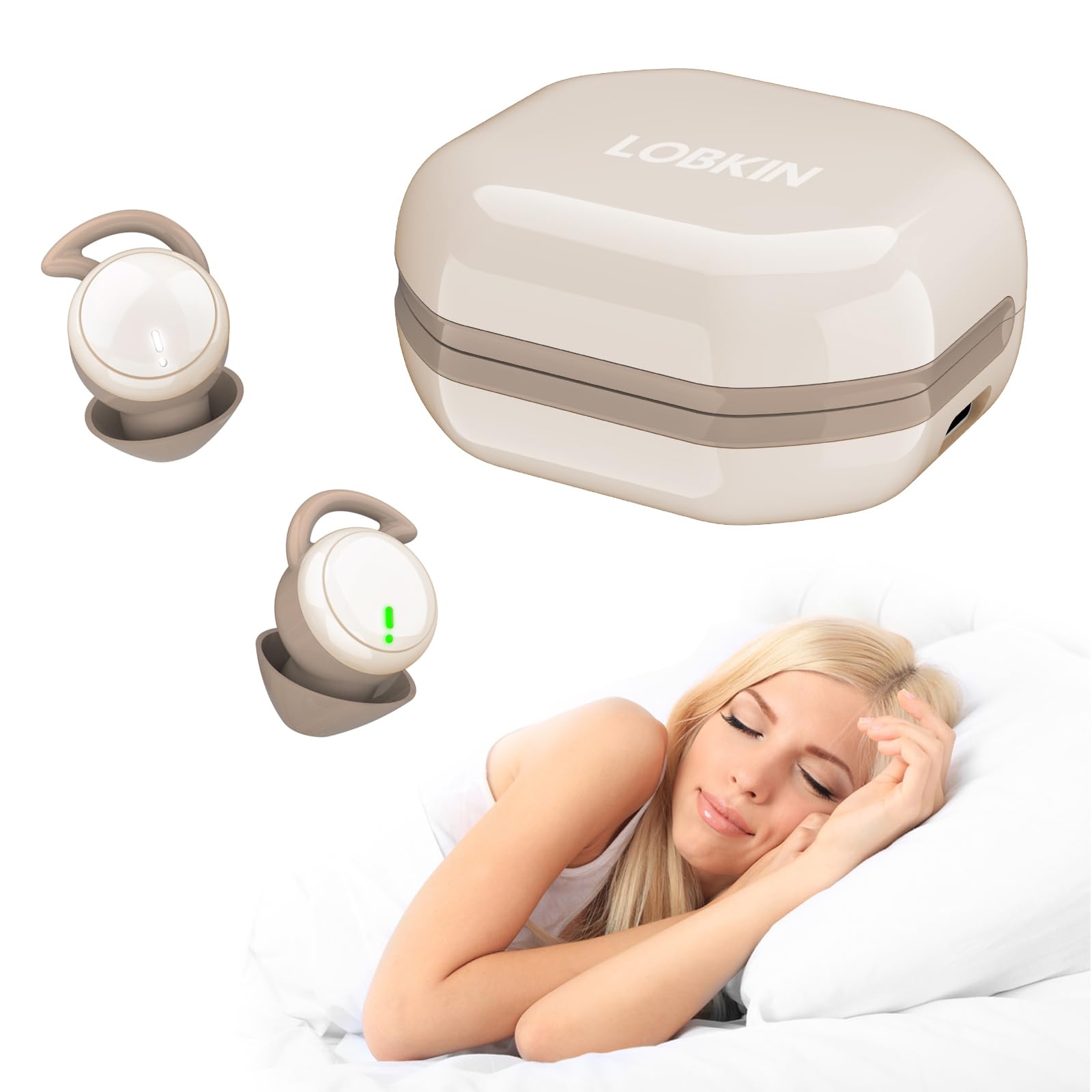 LOBKIN Sleep Earbuds for Side Sleepers - Bluetooth 5.3 Mini Invisible Sleeping Earbuds Sleep Headphones Wireless Tiny Earphones for Small Ears Canal for Women Men Work Sport