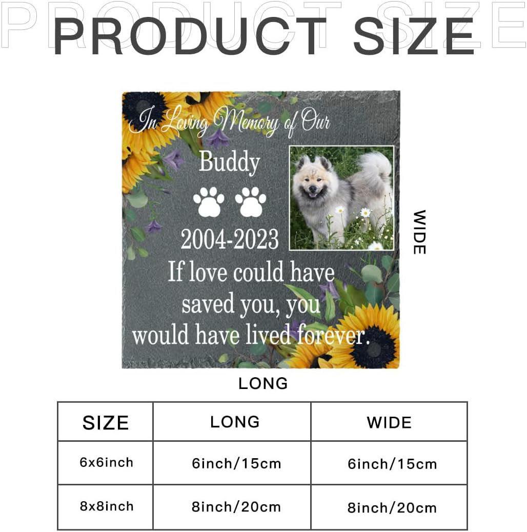 Pet Memorial Garden Stone Photo, Customized Pet Sunflowers Memorial Gifts for Loss of Dog Cat, Pet Grave Marker Headstone