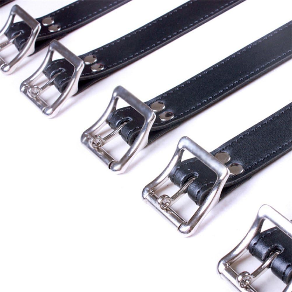 Body Combination Restraint Leather Belt - Davidsource 7 Pieces/Set Faux Leather Black Belt Body Combination Bondage Restraint Straps SM Binding Kit
