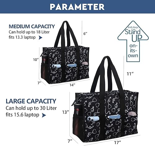 Miniatura 3 de ABAMERICA Bolsas de enfermería para trabajo, bolsa de enfermería, múltiples bolsillos, impermeable, organizadora, con cremallera, bolsa clínica para