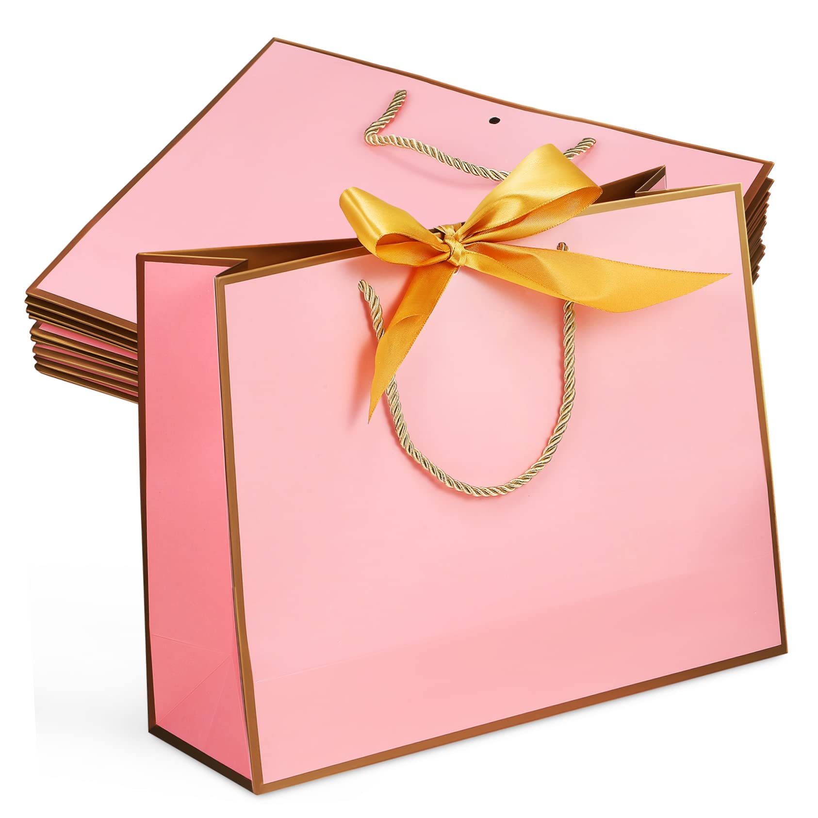 HEATSHAKING 10pezzi Sacchetti Regalo in Carta Spessa Fiocco e Nastro Decorativo Borse Per Spesa Adatte Feste e Matrimoni Impermeabili Agli Schizzi