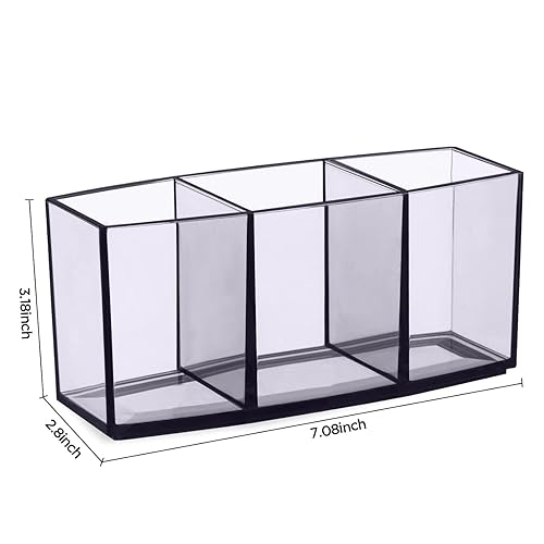 Miniatura 4 de HBlife Organizador de brochas de maquillaje transparente, almacenamiento de pinceles cosméticos acrílicos con 3 ranuras, estuche de exhibición de